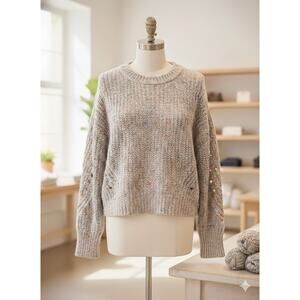 J. Crew Point Sur Multi Color Chunky Ribbed Crewneck Sweater Size Small